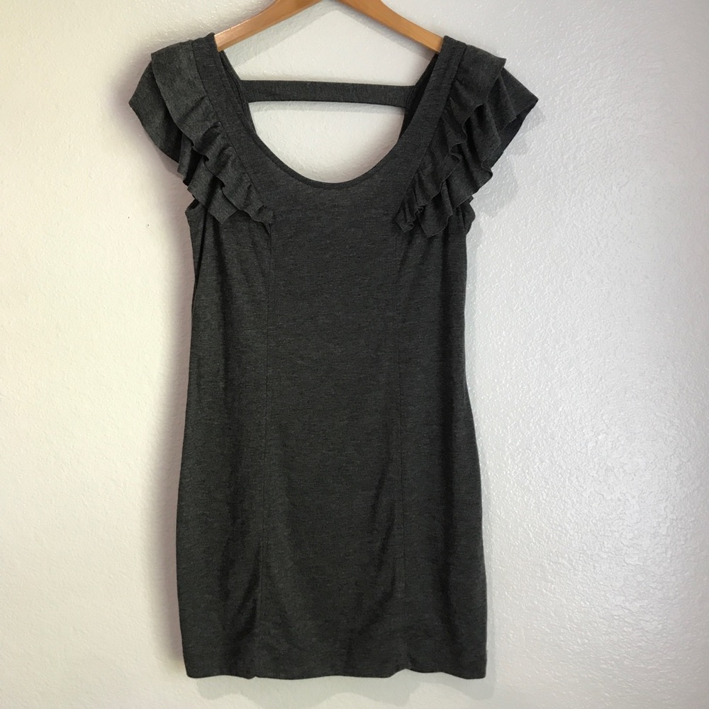 NWT Lush Ruffled Grey Mini Dress Sz Large